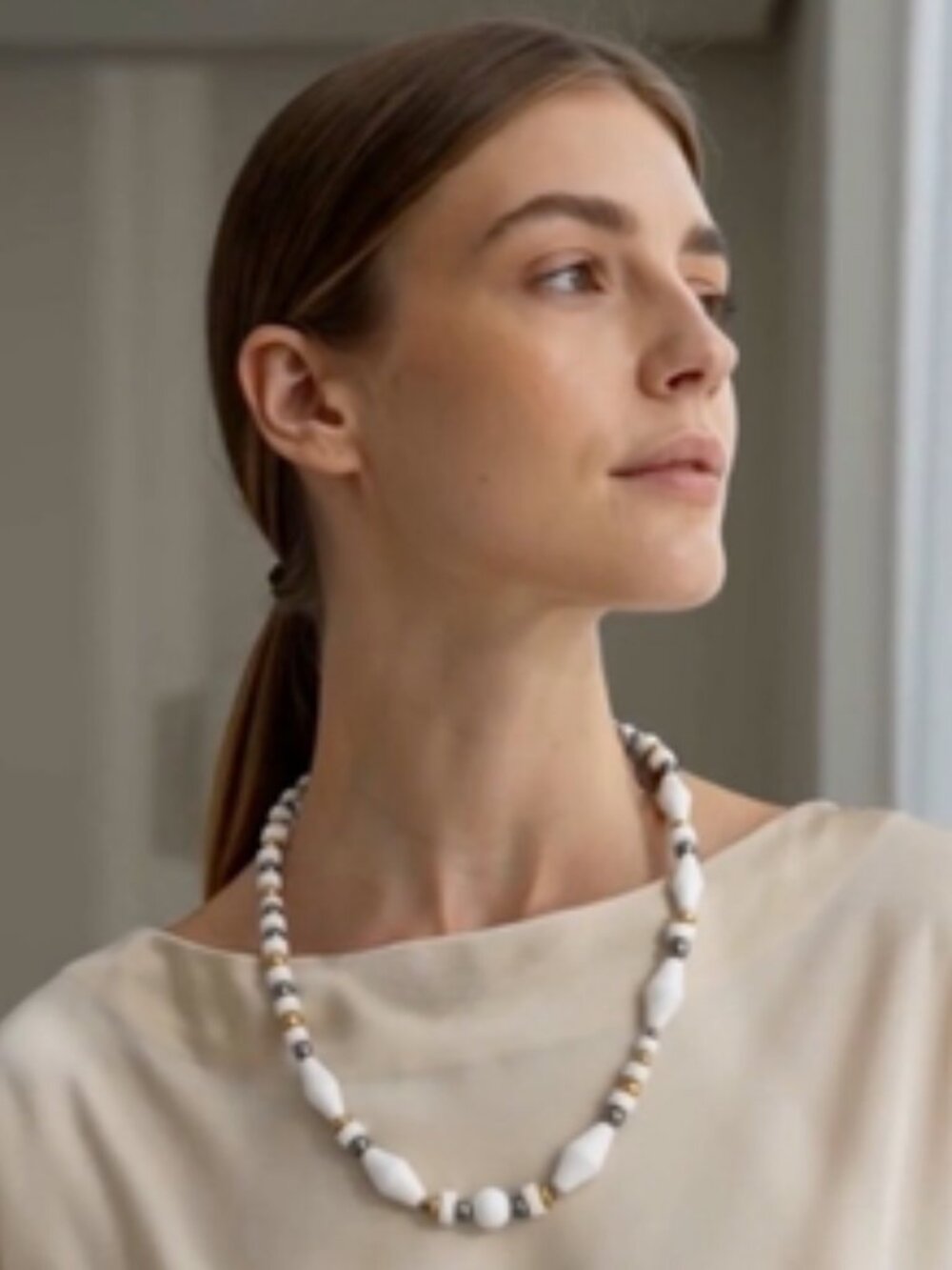 Trifari Acrylic Bead Choker Necklace